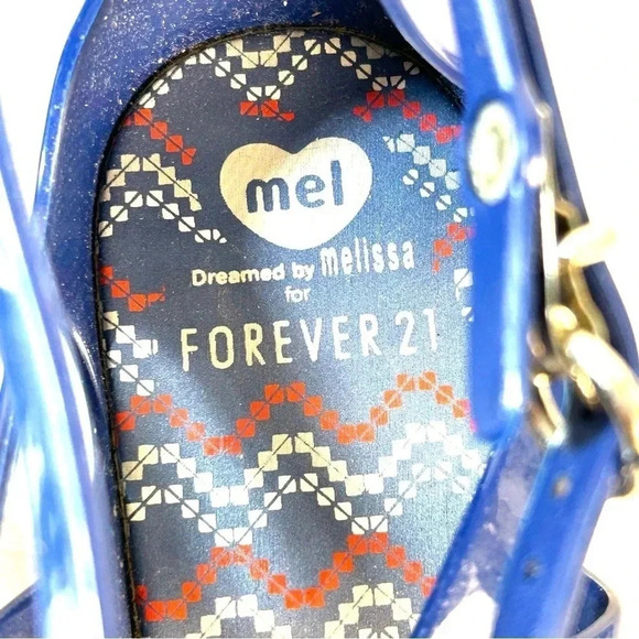 Mel Melissa x Forever 21 Dreamed Size 6 Jelly Sandals Buckle Crisscross Blue - Picture 6 of 10